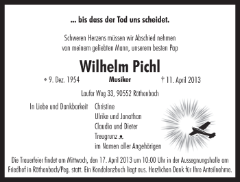 Traueranzeige von Wilhelm Pichl von Pegnitz-Zeitung